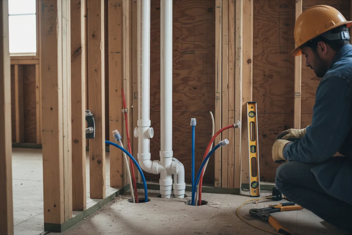 Drain and supply rough-in during Drain Cleaning in Montpelier